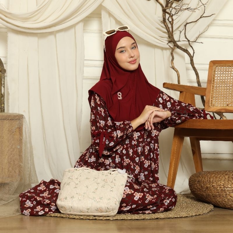 Gamis set hijab marissa Set Gamis Hijab jersey gamis rayon set hijab