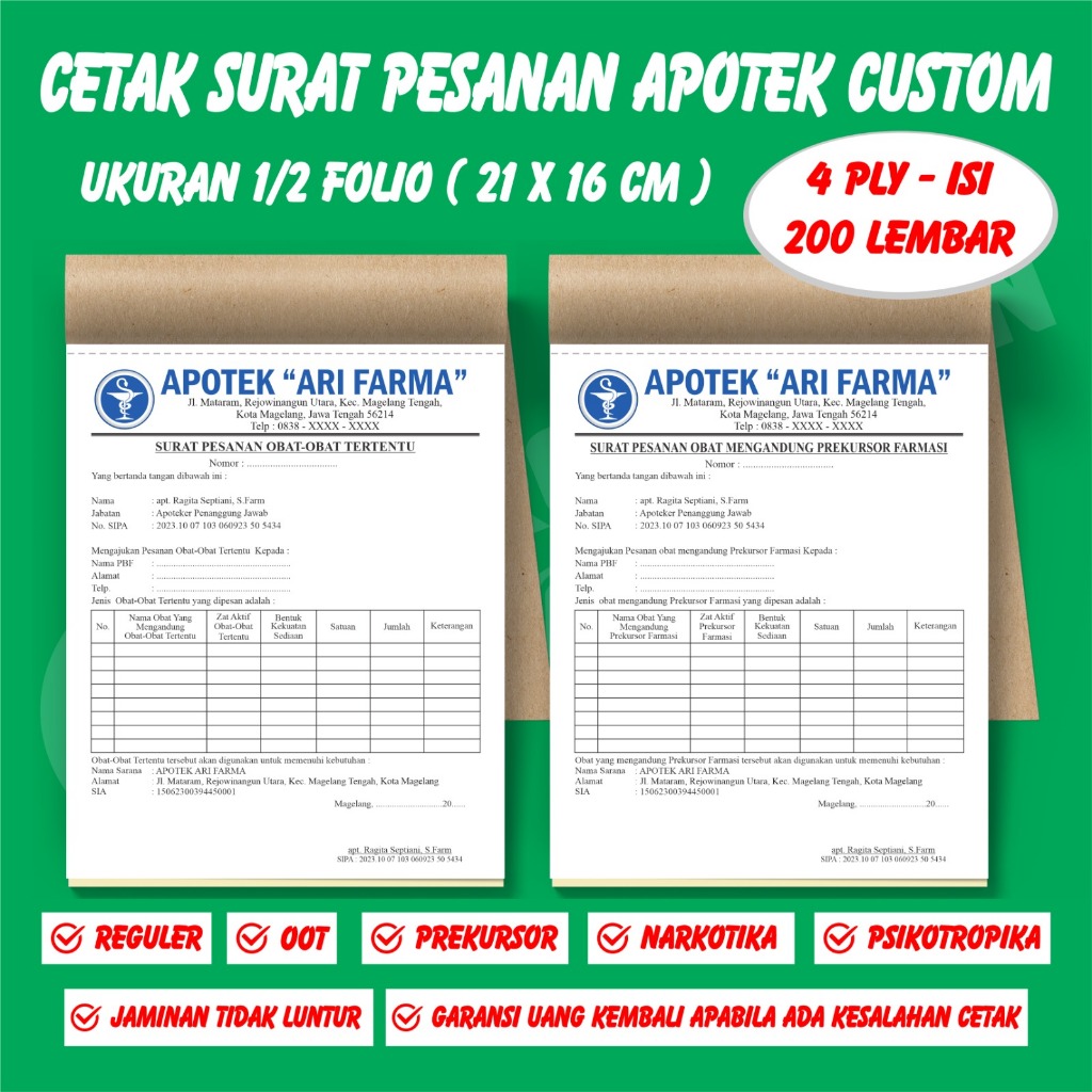 

Cetak surat pesanan apotek 4 ply