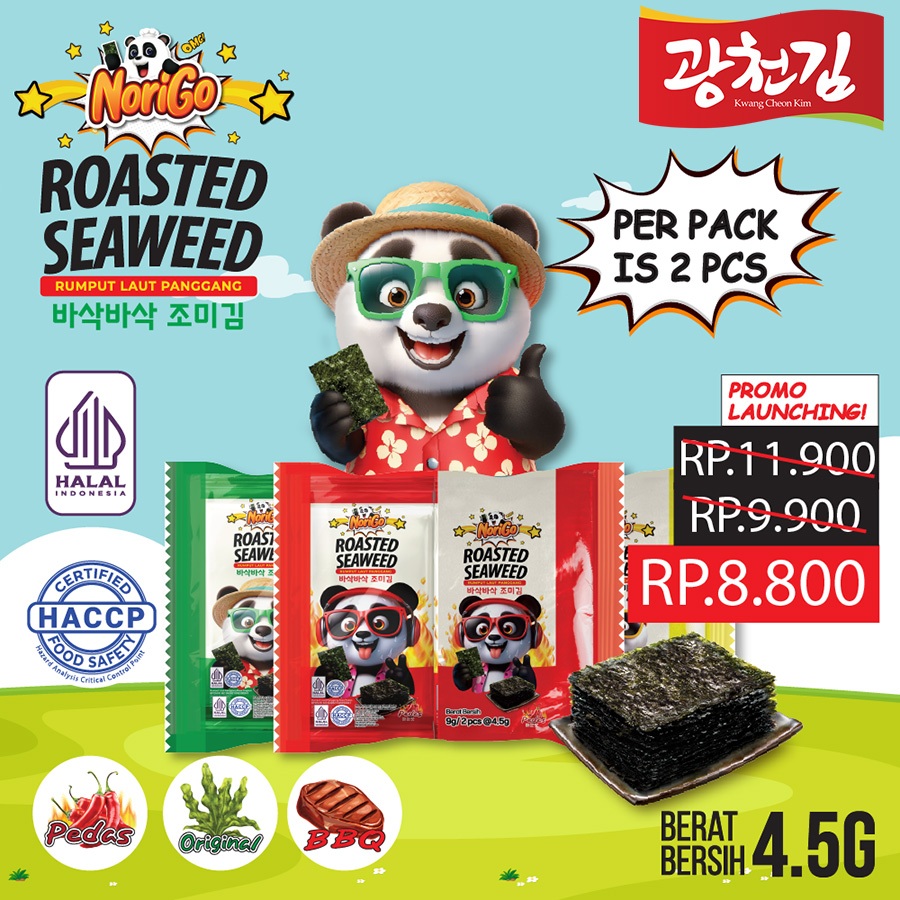 

[HALAL] NORIGO DOSIRAK RUMPUT LAUT PANGGANG ROASTED SEAWEED 9GR (ISI 2 PCS) / SNACK NORI / SNACK RUMPUT LAUT