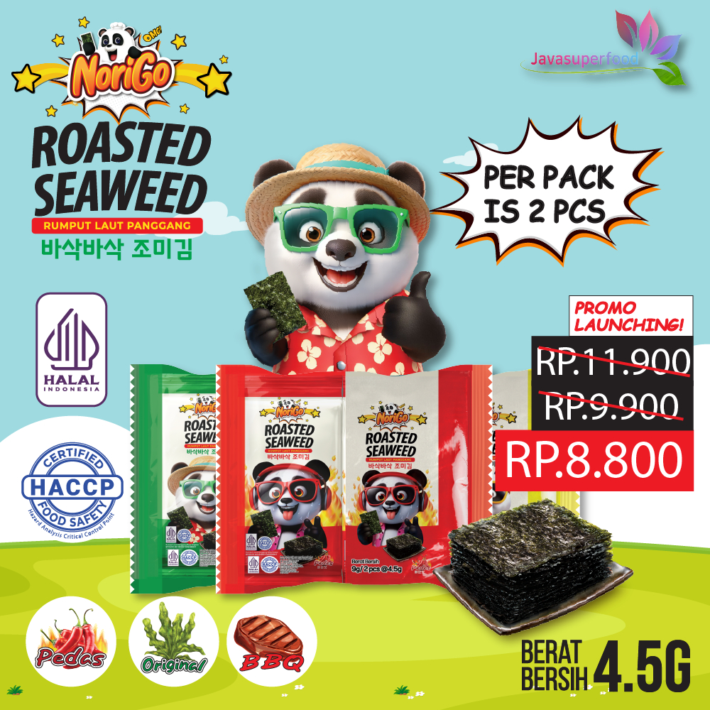 

[HALAL] NORIGO DOSIRAK RUMPUT LAUT PANGGANG ROASTED SEAWEED 9GR (ISI 2 PCS) / SNACK NORI / SNACK RUMPUT LAUT