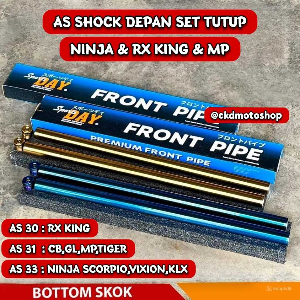 AS SKOK SHOCK DEPAN GOLD RAINBOW BLUE BIRU 30 31 33 DAN 26 CB TIGER FU SONIC NINJA SET TUTUP MOS