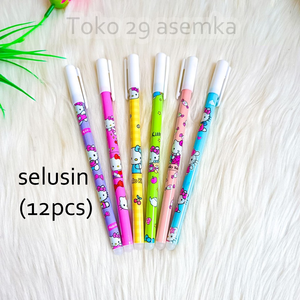 

12PCS SELUSIN PULPEN BISA DIHAPUS ODEMEI HELLOKITTY ISI 12 PCS PEN ALAT TULIS BOLPOIN UNIK IMUT MURAH PEN GEL BUAH LUCU MURAH PENA