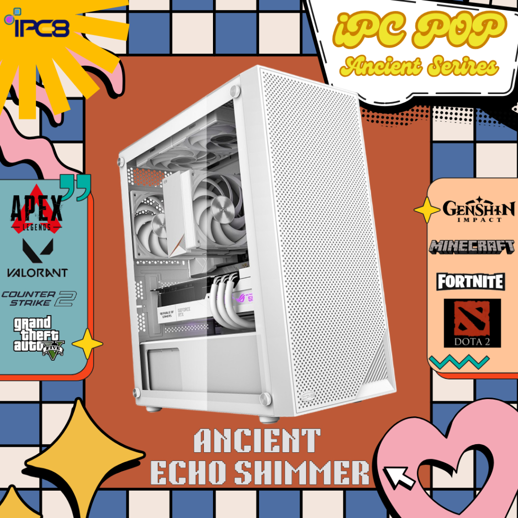 iPC POP ANCIENT SERIES ECHO SHIMMER - PC RAKITAN AMD RYZEN 5 5500 | GTX 1650 | B450M | 2X8GB 3600MHZ