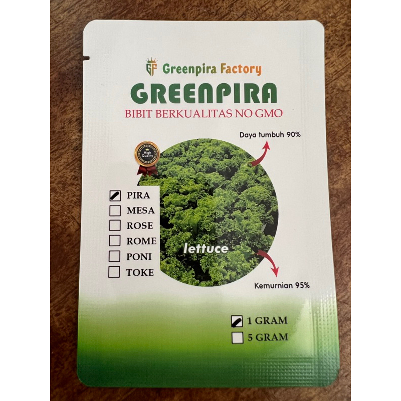 Benih Selada keriting Greenpira PIRA Import  1 gram / bibit maritima / bibit caipira /rz junction 25