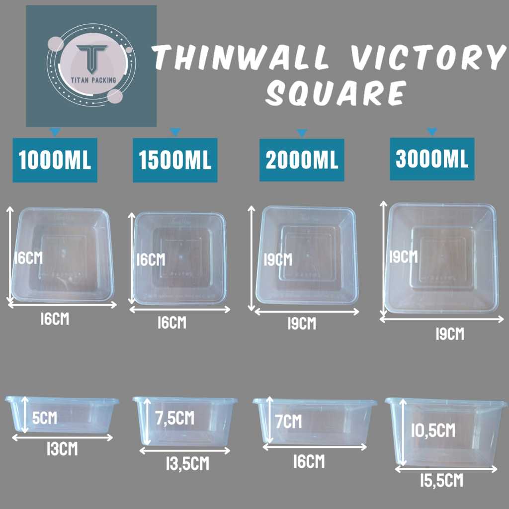 THINWALL SQUARE "VICTORY" 2000ML / THINWALL PERSEGI / BOX