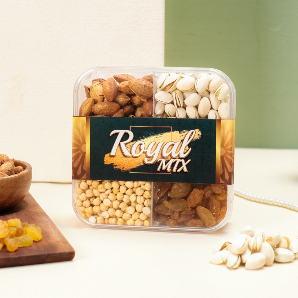 

Paket MIX Royal kismis kacang pistachio kacang almond kacang arab 1 kemasan berat 500 gram