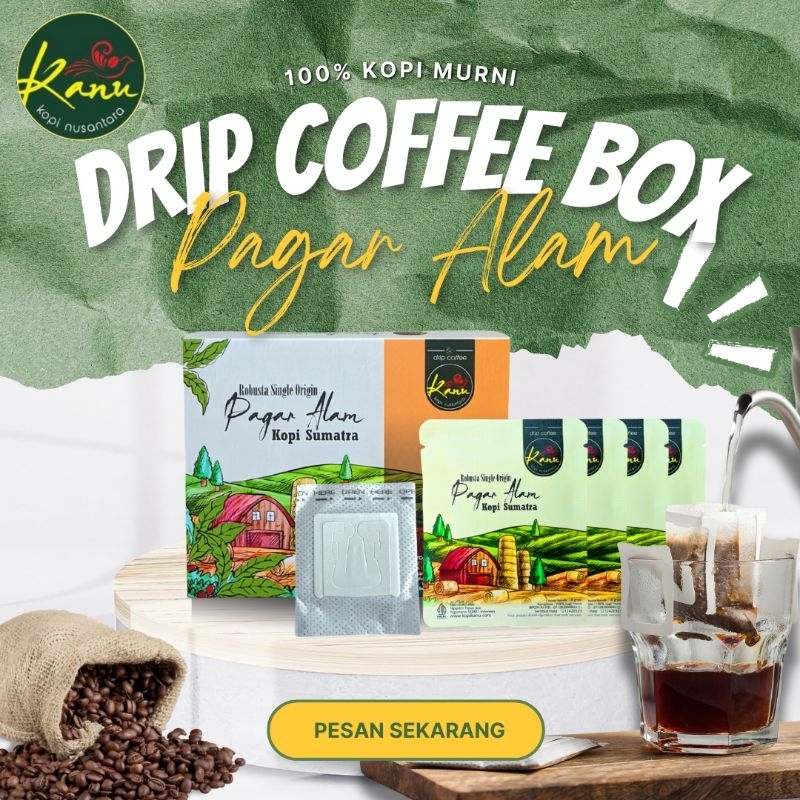 

Kopi Pagar Alam Drip Bag Coffee in Box Kano| Kopi Drip Praktis Siap Seduh Single Origin Robusta