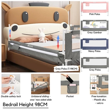 GOL Baby Bedrail Baby Bed Guard Bed rail Safe Pembatas Pagar Bayi Pengaman Pagar Kasur Ranjang Tempa