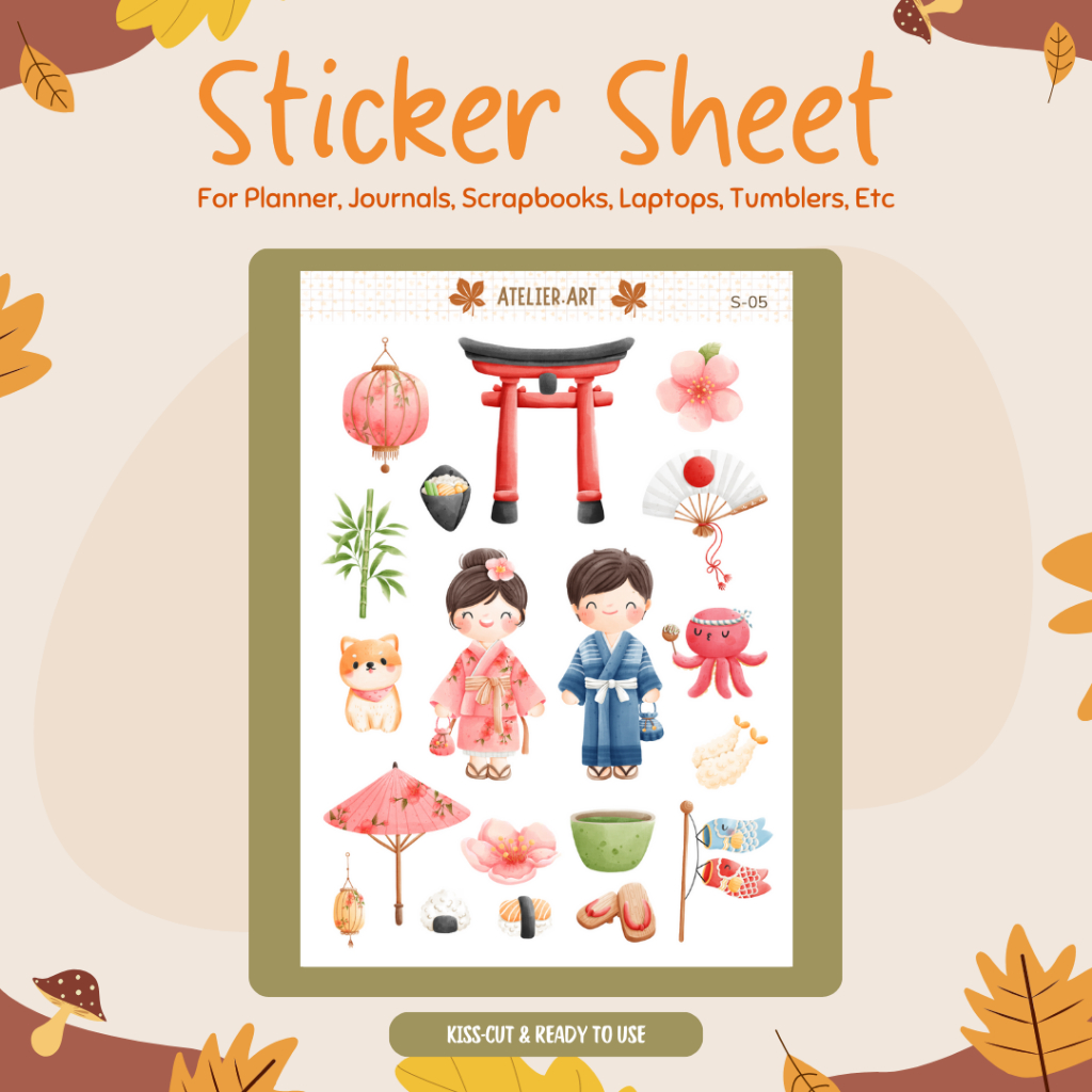 

S-05 Atelier.Art | Japan Sticker Sheet, Japan Sweats, Japan Stickers, Japan Vibes Gift, Japan Cover Sticker, Japan Deco, Flower Decals, Stiker Jepang | Stiker Estetik, Stiker Jurnal, Stiker Lucu, Stiker Buku