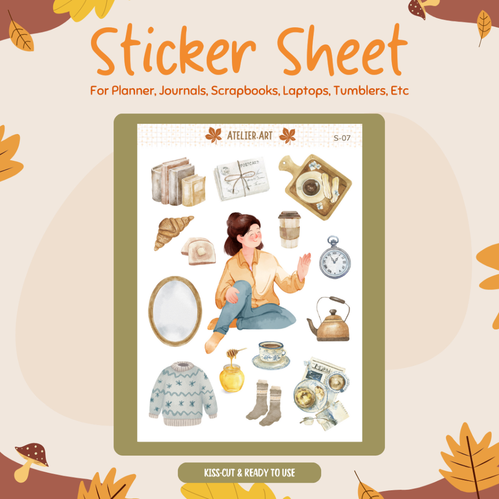 

S-07 Atelier.Art | Slow Morning Sheet, Slow Morning Stickers, Slow Morning Vibes Gift, Slow Morning Cover Sticker, Slow Morning Deco, Slow Morning Decals, Stiker Princess | Stiker Estetik, Stiker Jurnal, Stiker Lucu, Stiker Buku