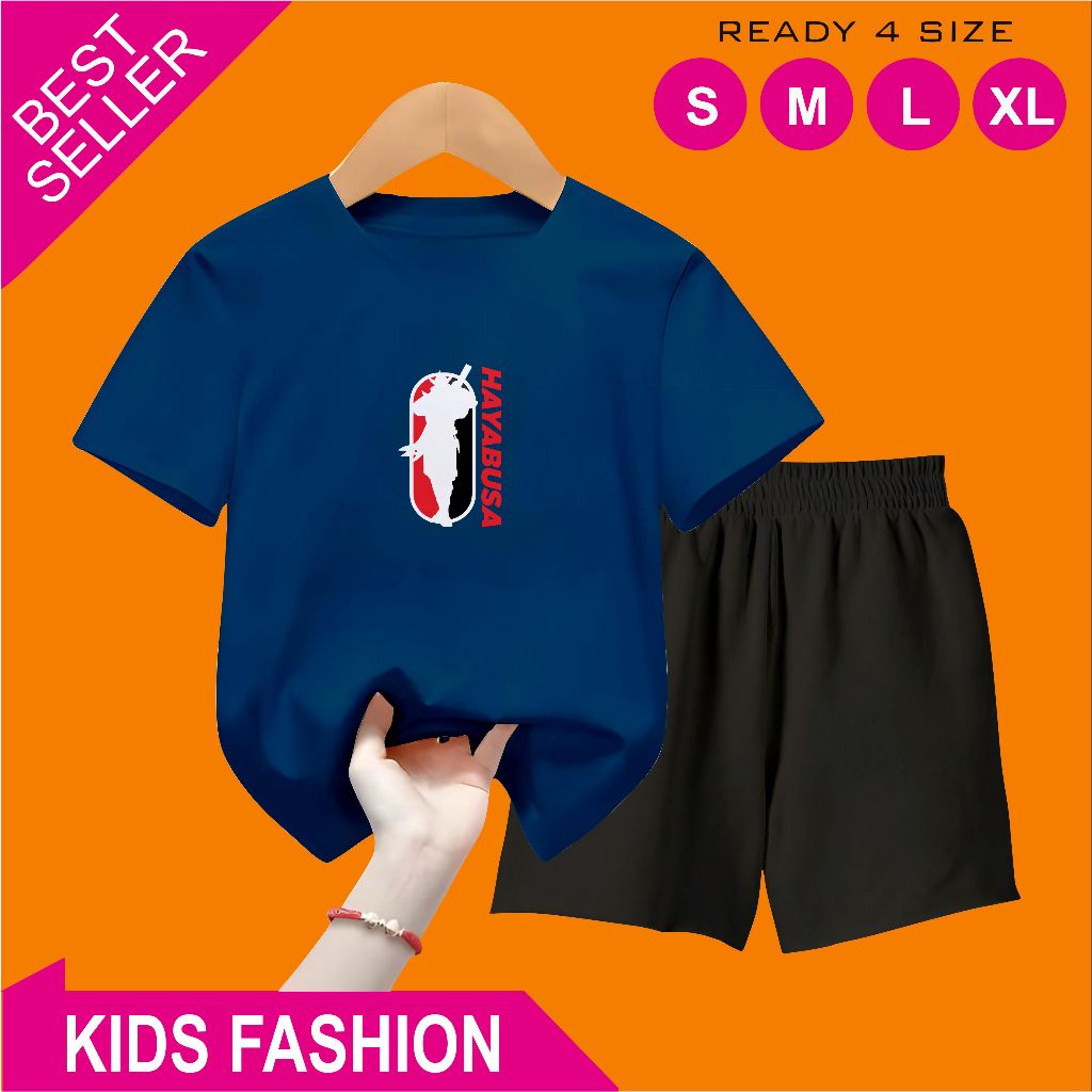Setelan Celana Pendek Anak 5-15 Tahun Motif Hayabusa