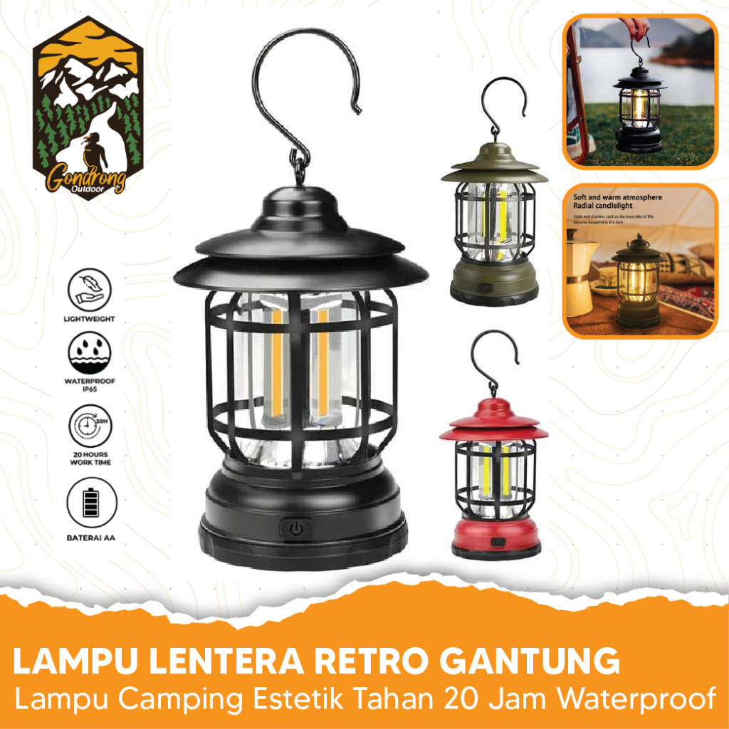 Lampu lentera camping baterai - lampu camping baterai - lampu tenda gantung outdoor - lampu estetik