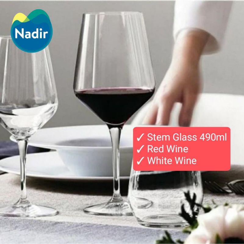Gelas Red Wine Kaki 490ml (set isi 1pcs) NADIR 7031/ Stem Red Wine Glass NADIR BRUNELLO