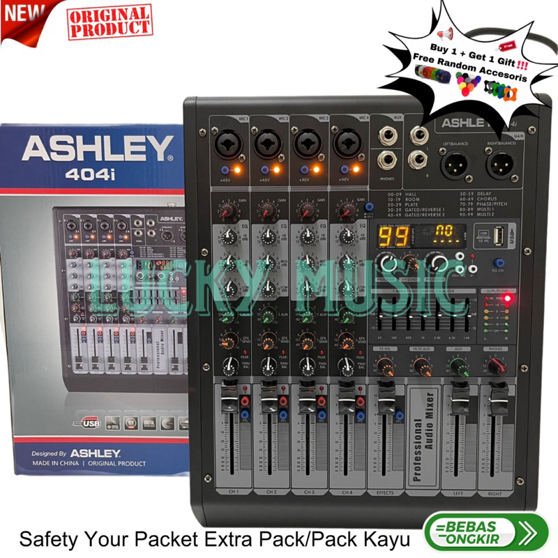 Mixer Ashley 404i Original 4 Channel Bluetooth mixer 404i mixer 404 i Soundcard