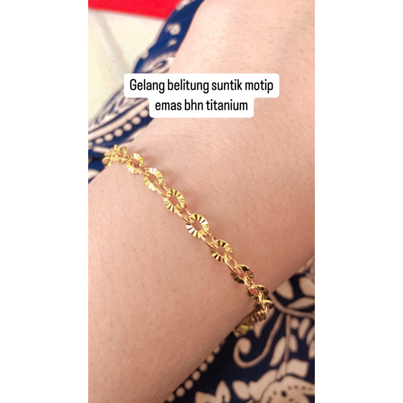 Gelang Belitung Suntik Motip Emas BHRTitanium