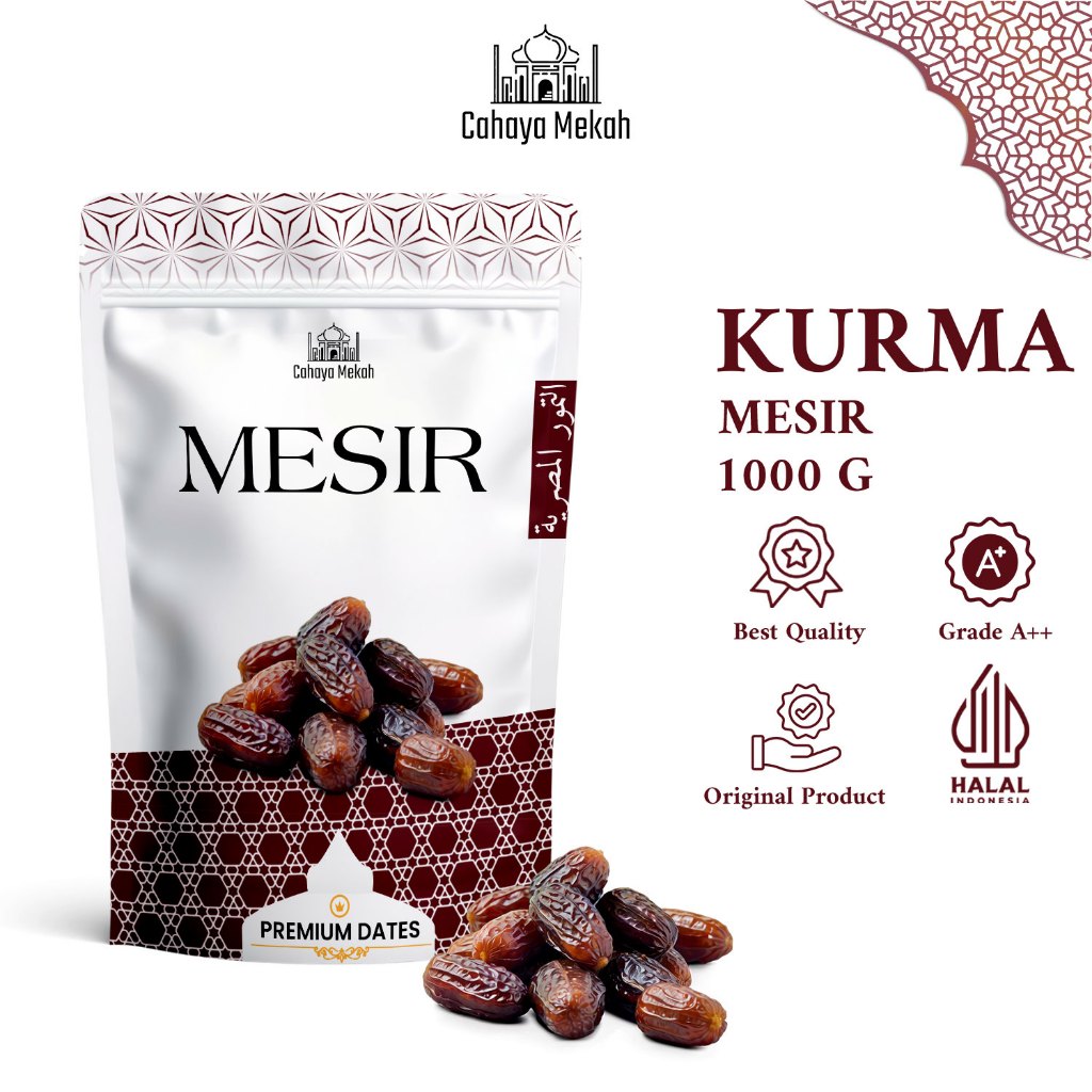 

Cahaya Mekah Kurma Mesir Egyptian Dates 1000gr Kemasan Pouch