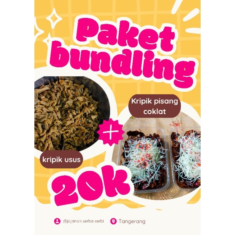 

paket bundling kripik usus pedas daun jeruk & kripik pisang lumer coklat || deskripsi produk yahh