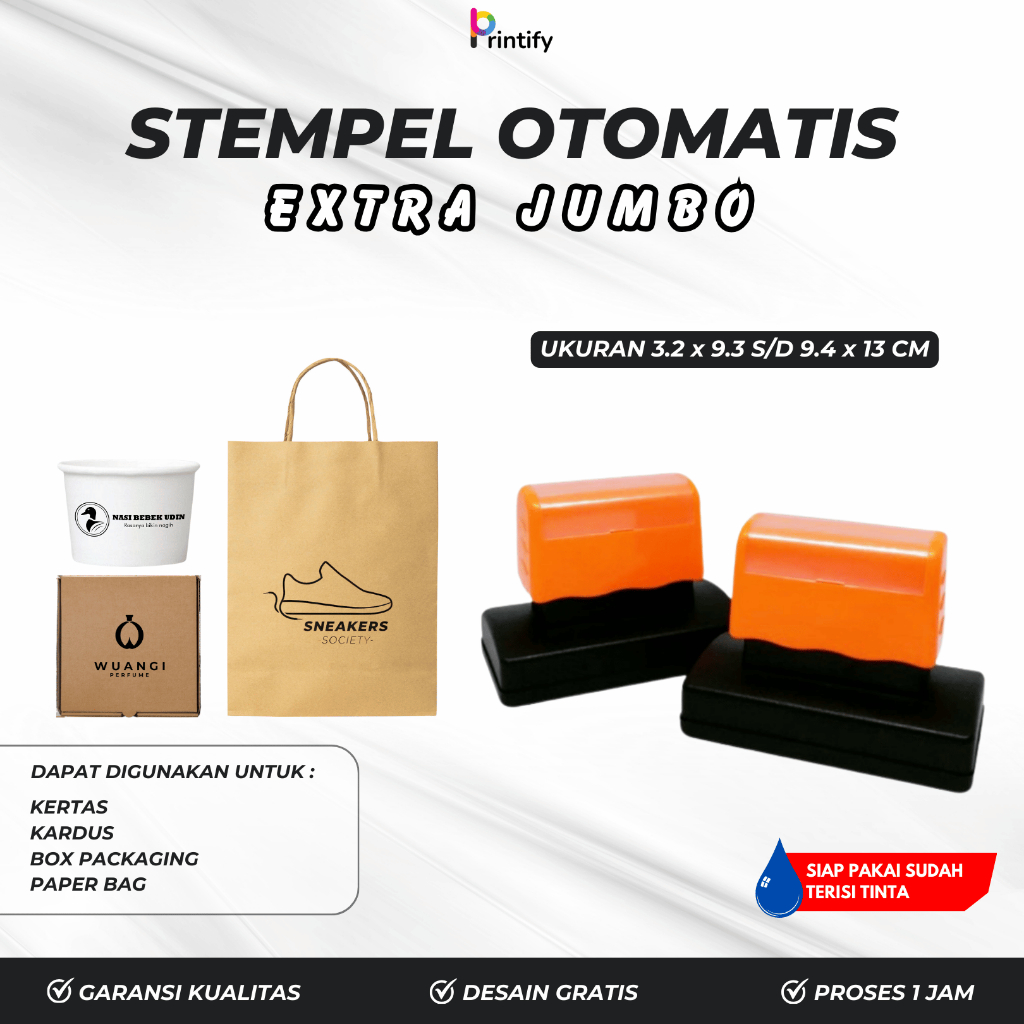 Stempel Custom Jumbo - Stempel Flash Otomatis - Stempel Extra Jumbo - Stempel Packaging