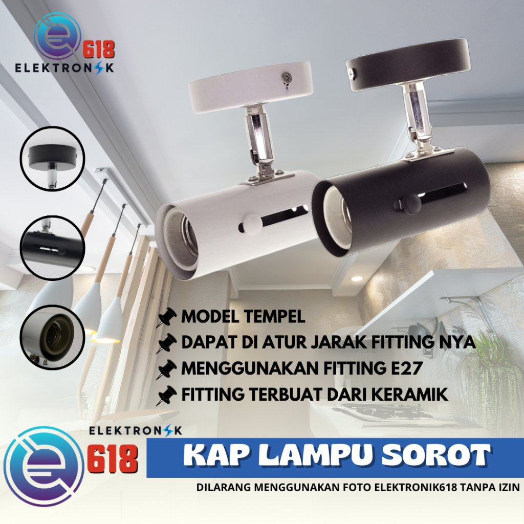 KAP LAMPU TRACK LED SOROT LAMPU SOROT TRACKLIGHT REL SPOTLIGHT E27