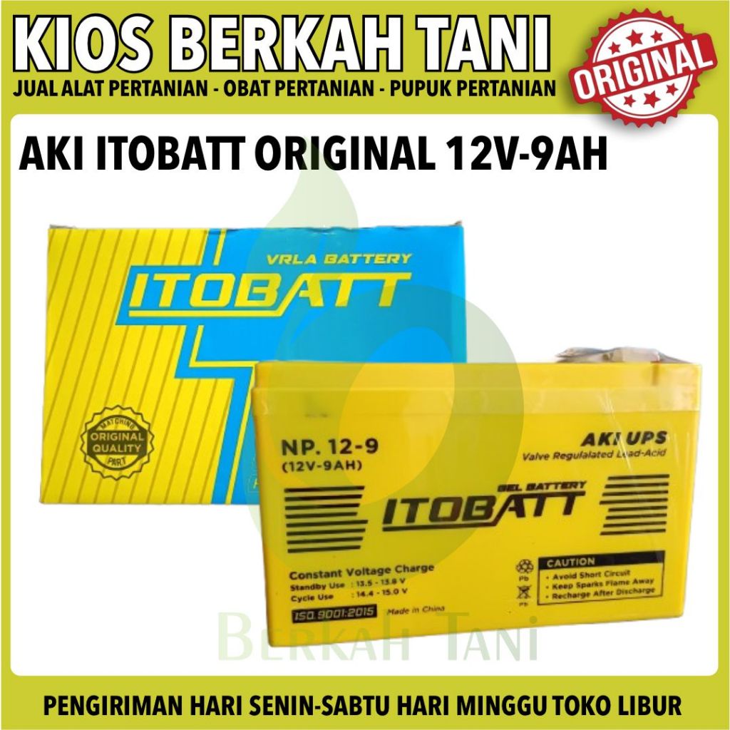 Aki Kering Tangki Elektrik 12V/9AH UPS dan Stabilizer Aki Selis NP.12-9 Resmi Dari Itobatt Bergarans