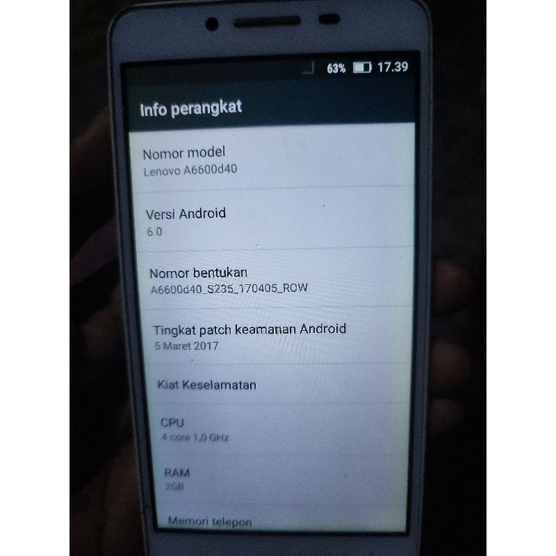 HP Android Lenovo a6600 Plus Bekas Second