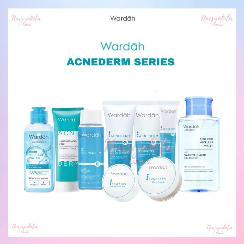 Wardah Acnederm Series - Paket Perawatan Wajah Berminyak Dan Berjerawat Foaming Cleanser Serum Day N