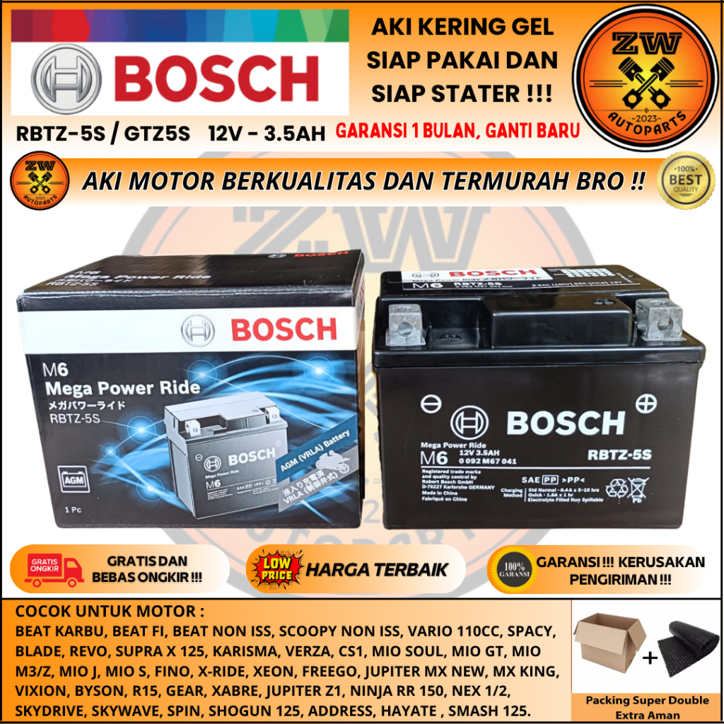 AKI MOTOR VIXION, JUPITER MX NEW, XEON, BYSON, FREEGO, R15 GTZ5S BOSCH MF