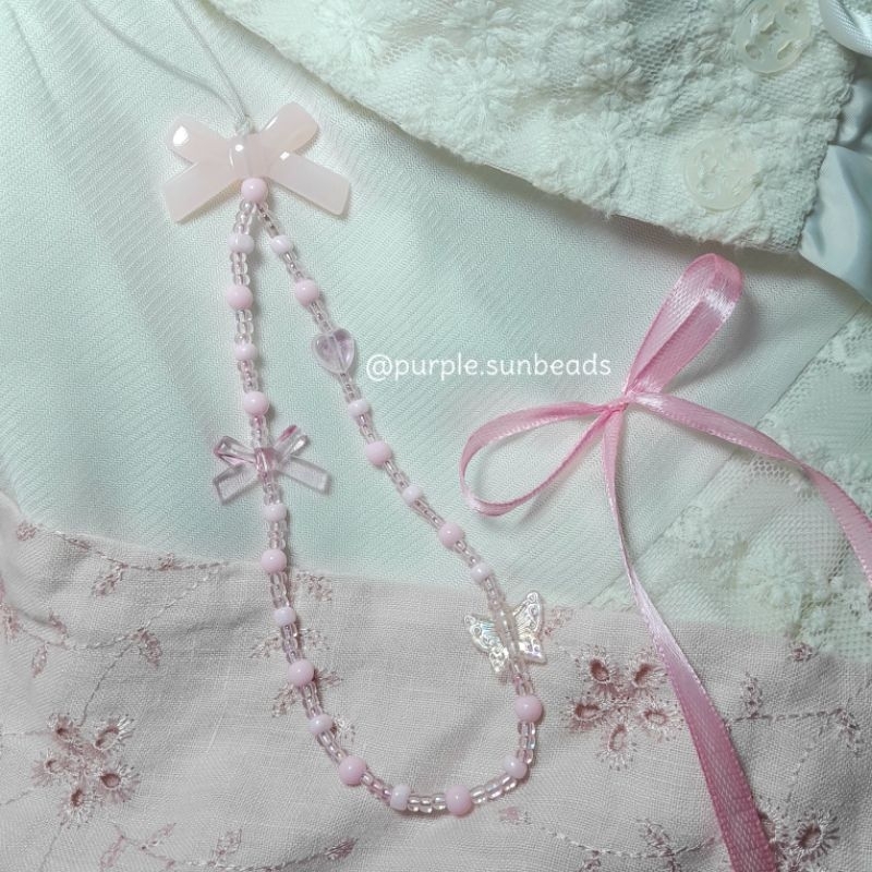 Phonestrap Pink Aesthetic Gantungan Hp Pita Lucu