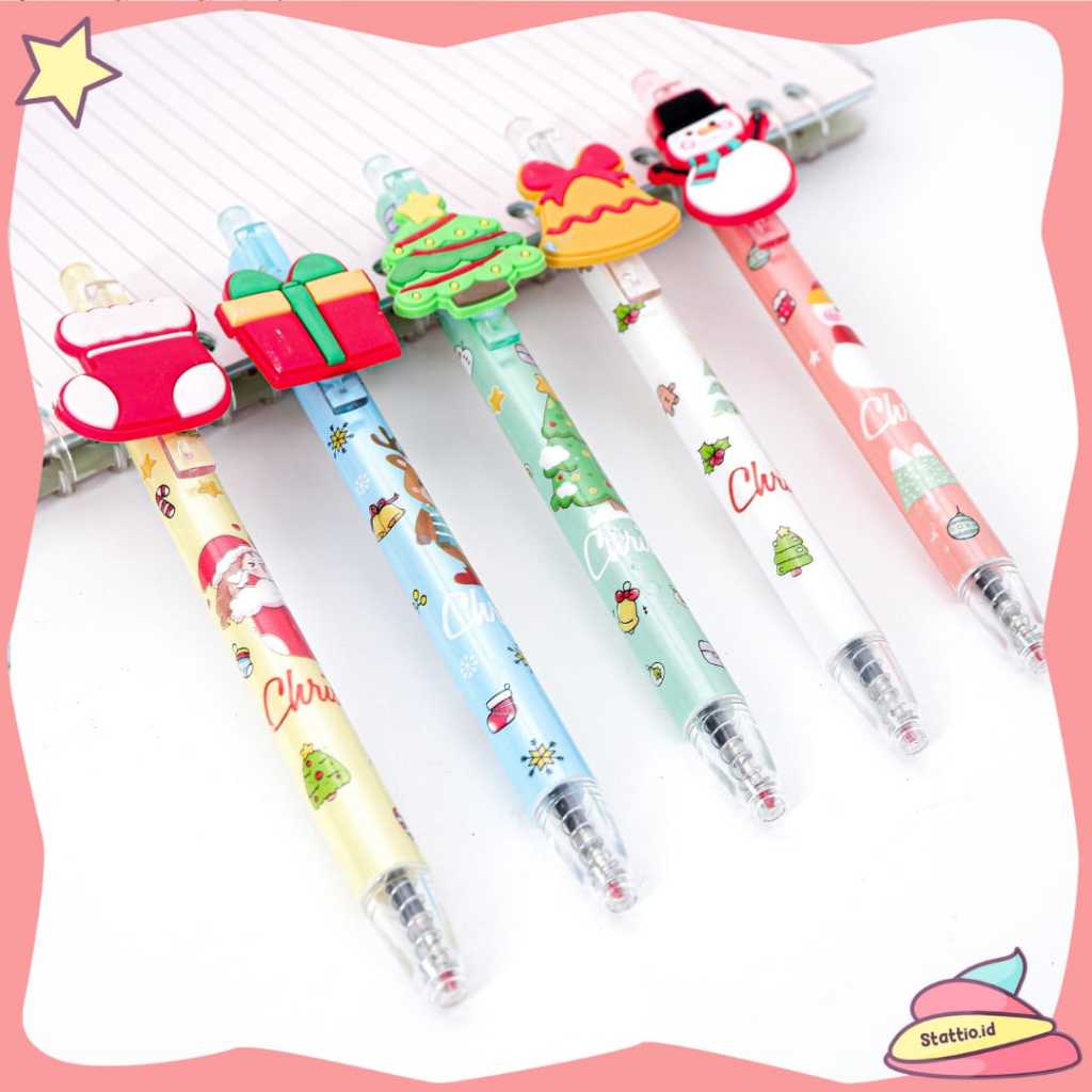 

Pena Mekanik No.6409 Natal Karakter Christmas Pulpen Cetek Tinta Hitam Pen Bolpen Bolpoint Lucu