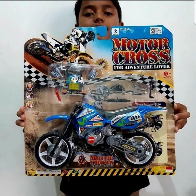 Mainan Diecast Motor Trail Cross - Mainan DIY Bongkar Pasang Motor Cross Trail