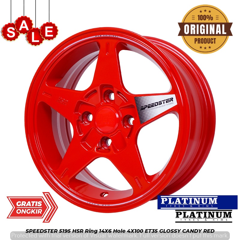 VELG MOBIL SUZUKI KARIMUN RING 14X6 PALANG 5 GLOSSY CANDY RED
