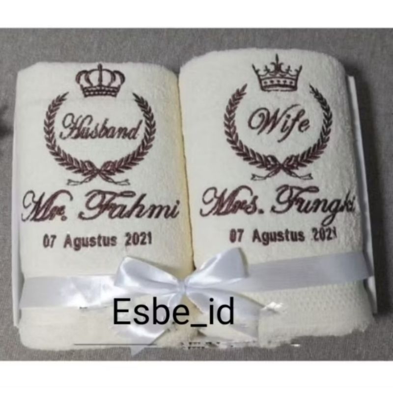 Handuk couple hadiah wedding custom