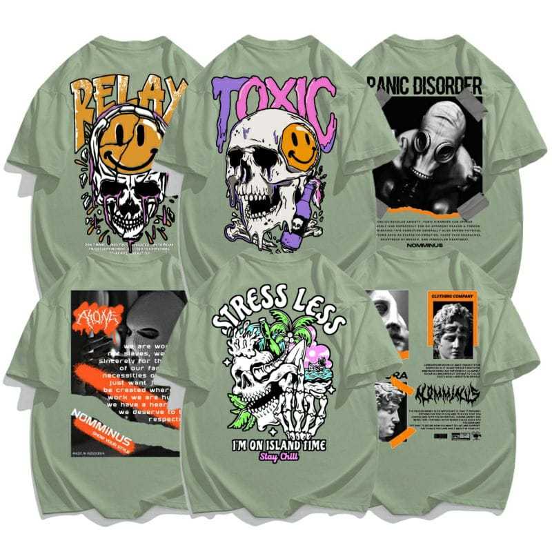Miersmoon | Kaos Distro Pria Warna Sage Kaos Pria Kaos Cowok Baju Oblong Kaos Sage Green