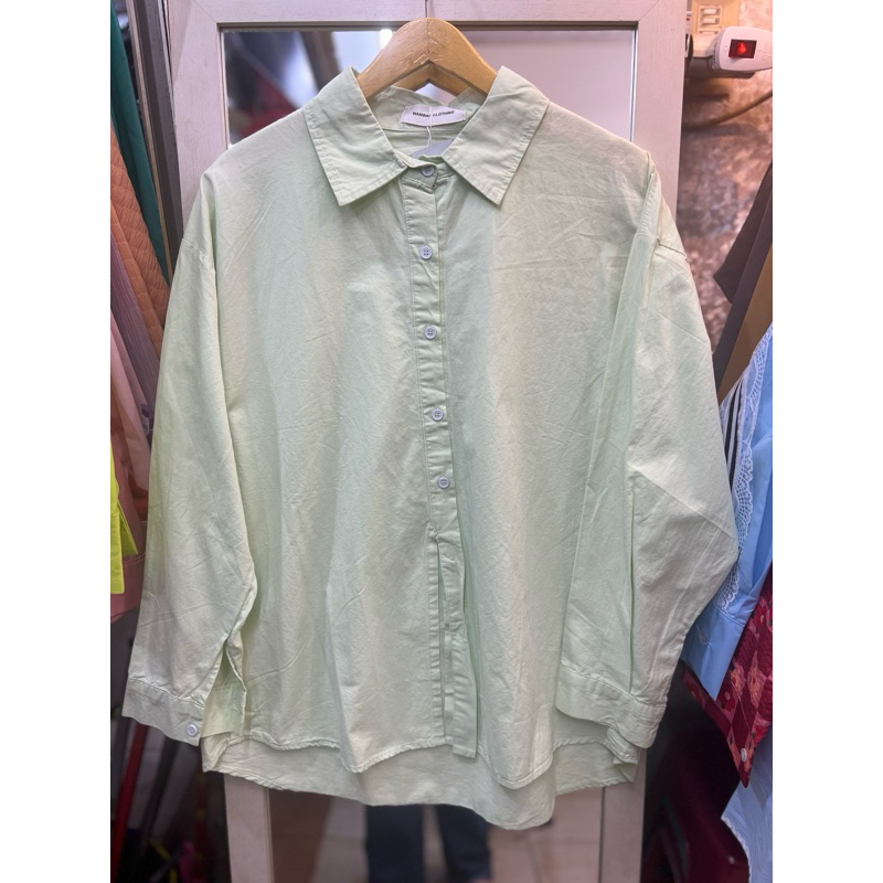 Kemeja Lengan Panjang wanita Hijau Sage