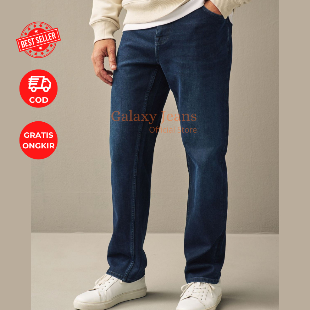 Jeans Pria Panjang Celana Denim Kulot Korean Style Baggy Pants Straight Gombrong Oversize Standar Re