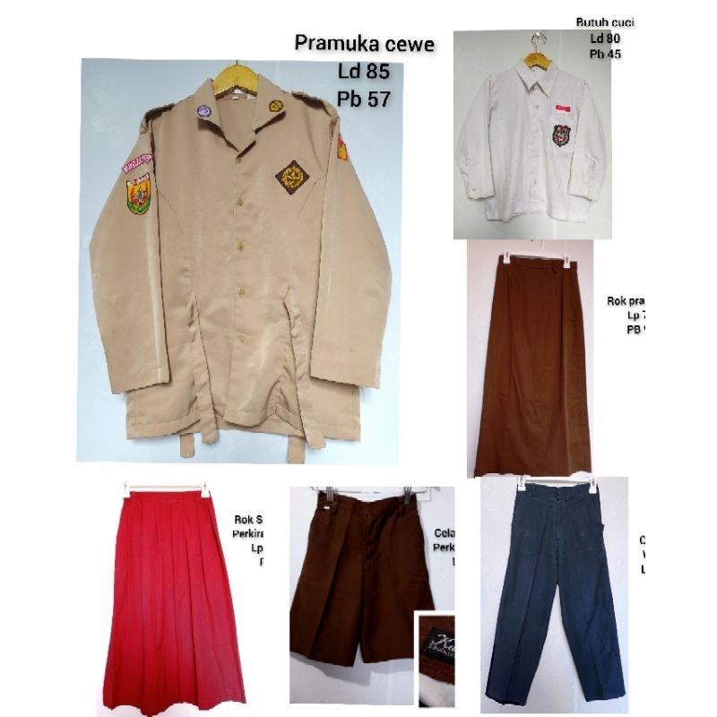 preloved seragam, SD, SMP, SMA, PRAMUKA, BATIK, DLL