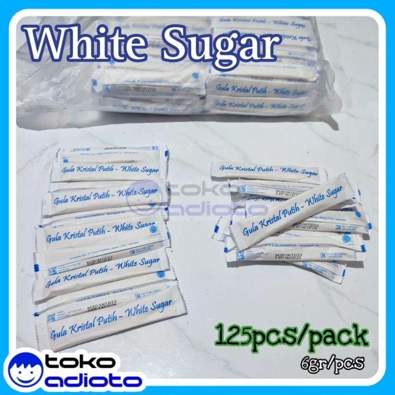 

Gula Kristal Sachet 125pcs 6gr / White Sugar / Gula Putih / Gula Pasir / Gula Kemasan / Gula Hotel / Gula Cafe