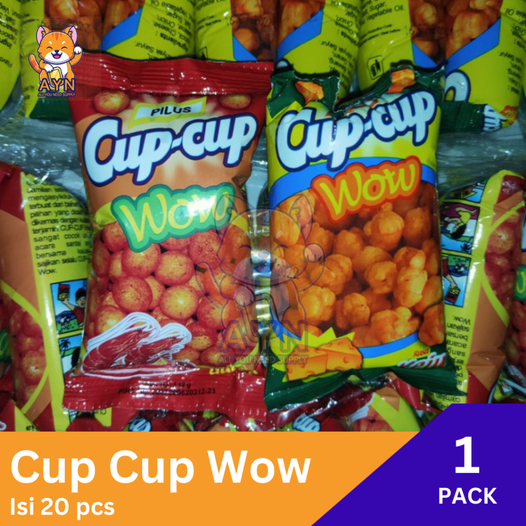 

Cup Cup Wow Pilus 1 Pack isi 20 pcs 10 gr Rasa Keju dan Udang