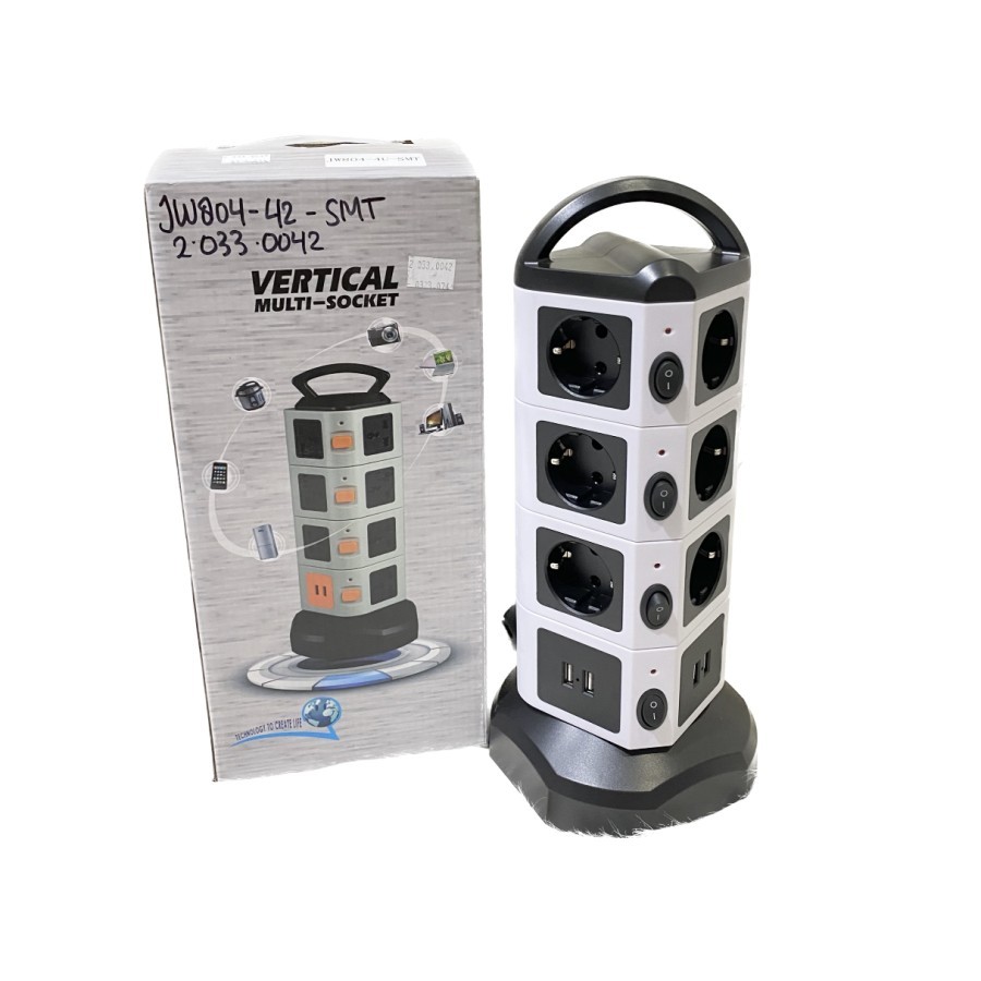 Stop Kontak Vertical Tower Power Strip 14AC 4 USB Port