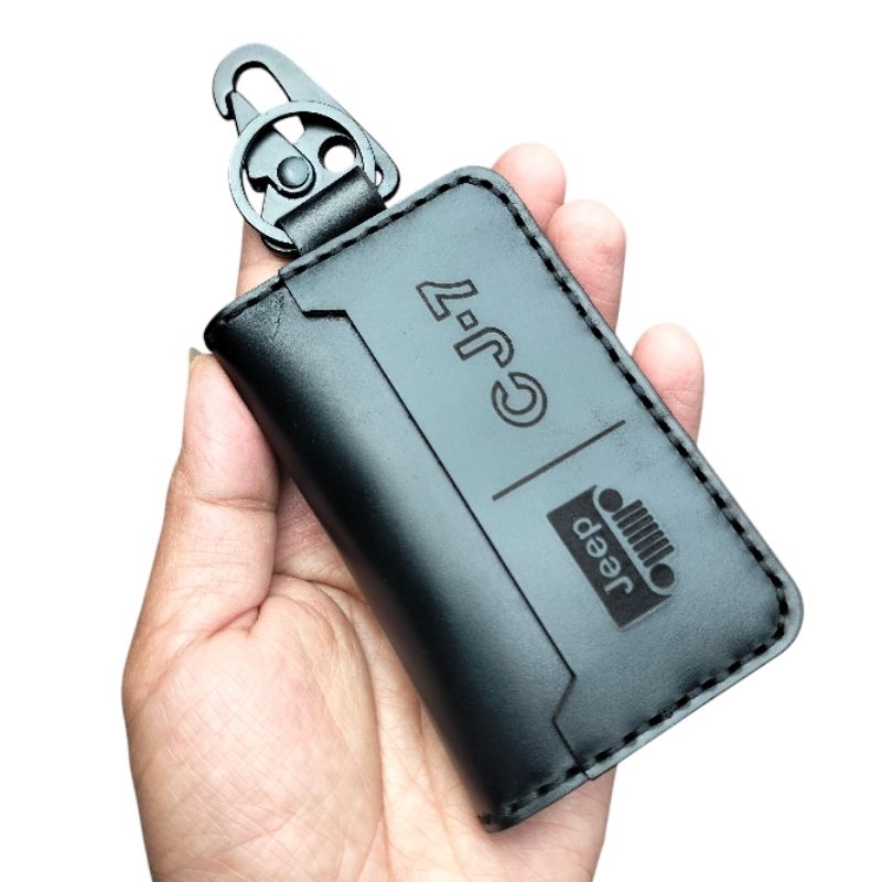 Dompet Stnk Mobil Jeep CJ7 Kulit Asli Tebal Kokoh Kuat Free Nama Logo Full Kulit Hand Made Gantungan