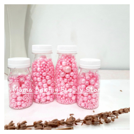 

Edible Sprinkle MIX PEARL PINK Mutiara Merah Muda Topping Decor -+50 g