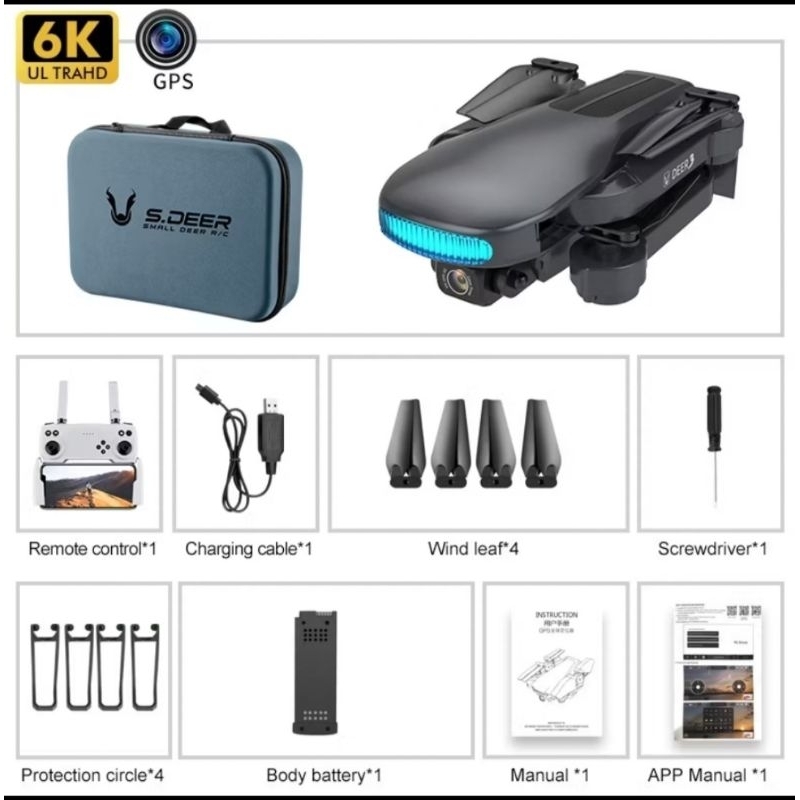 DEER 3 pro drone GPS dual camera wifi HD smart return 1KM drone LU3 upgrade dari drone deer one LU1