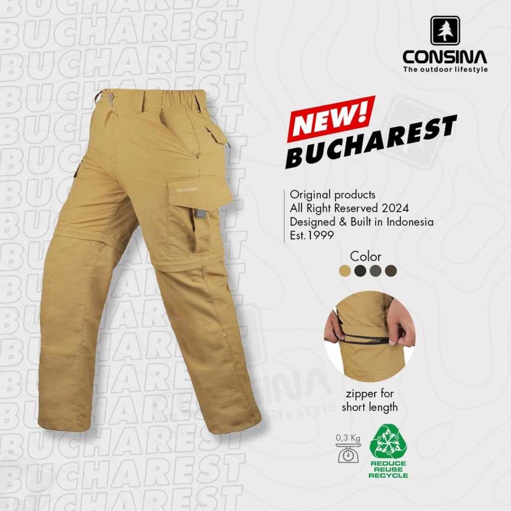 Celana Cargo Sambung Outdoor/Gunung Consina Bucharest Celana Panjang dan Pendek