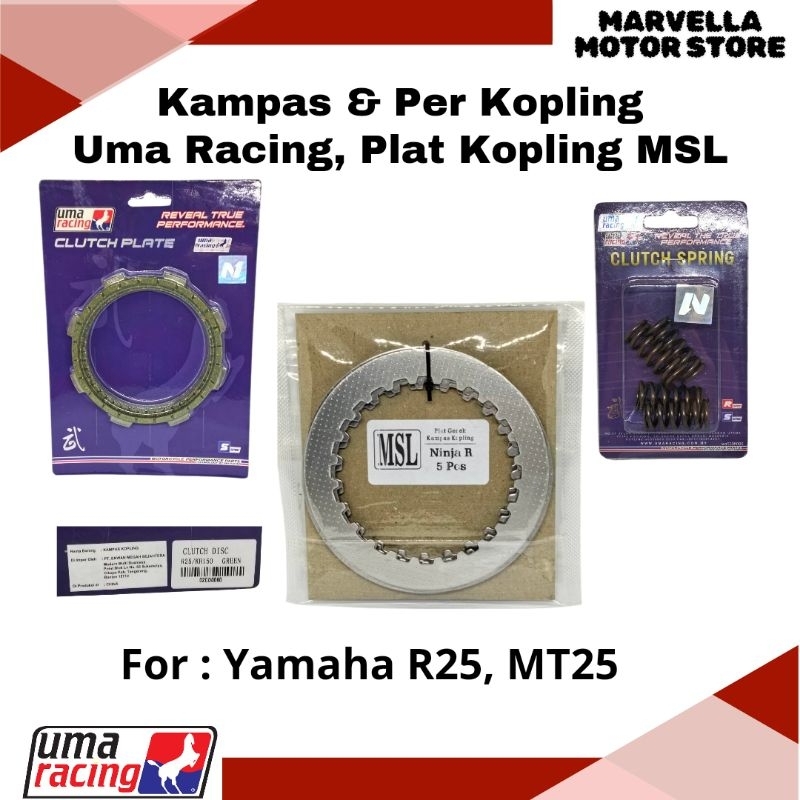 Kampas & Per kopling Uma Racing + Plat Kopling MSL Yamaha R25 MT25
