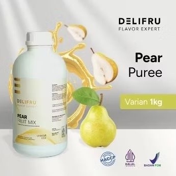 

PUREE PEAR Fruit Mix Delifru 1kg 1 L Liter 1 Kg Pir Saus Saos Topping Buah