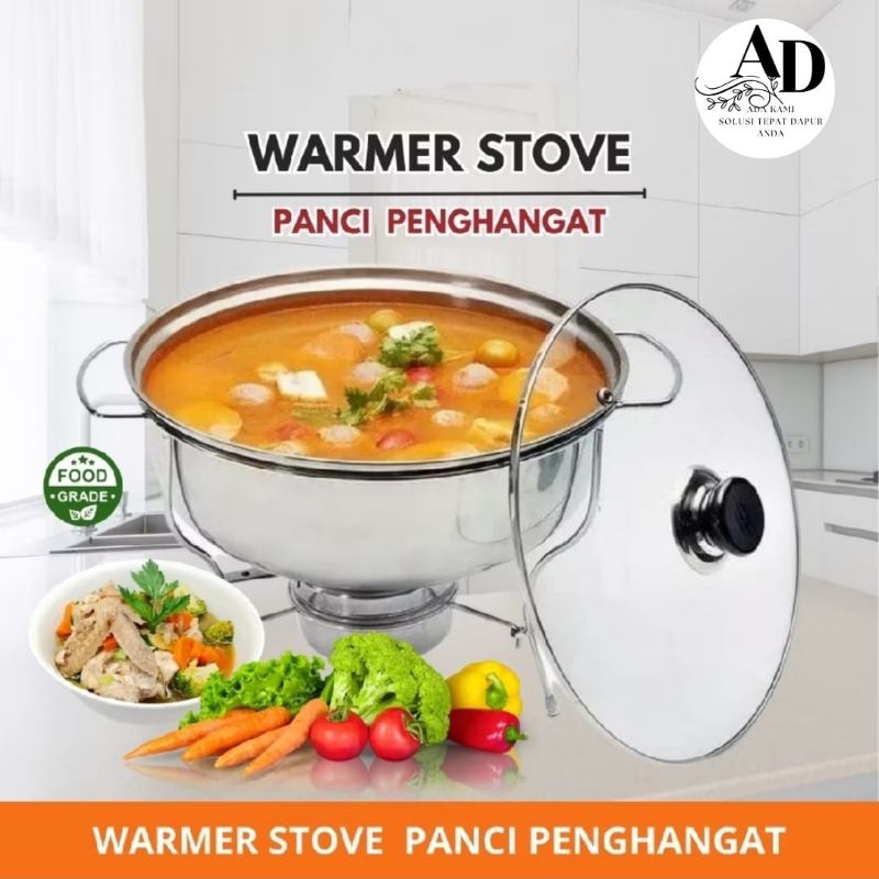 Warmer soup 28 cm tutup kaca • food warmer prasmanan soup