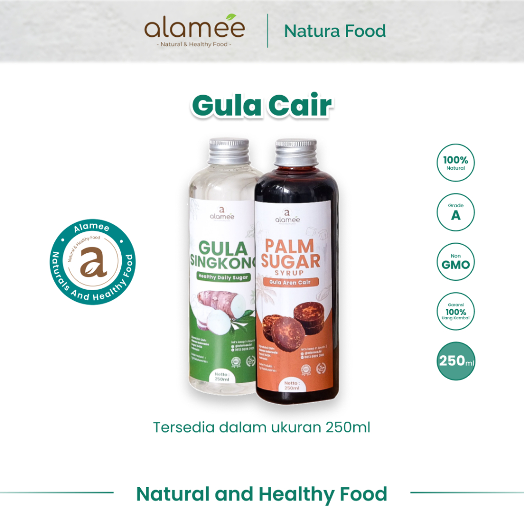 

alamee gula cair 200 ml gula singkong gula aren premium quality murni tanpa bahan tambahan lain