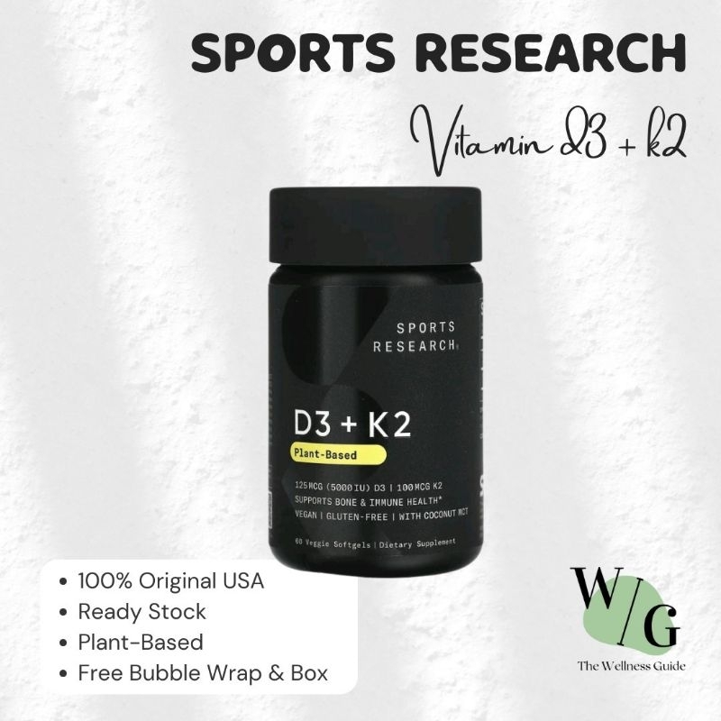 SPORT RESEARCH D3 + K2 PLANT BASED 60 VEGGIE SOFTGELS