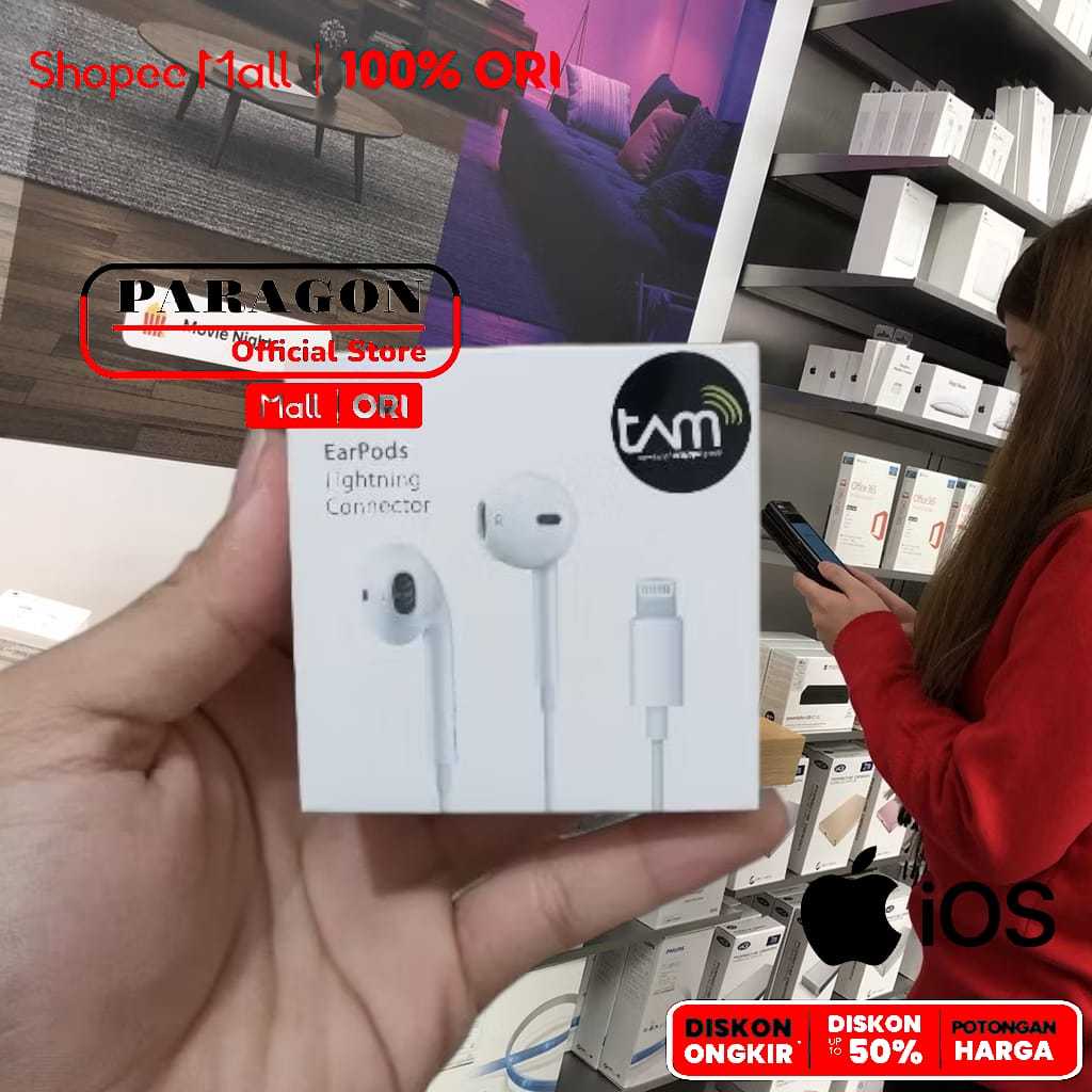PARAGON GARANSI  iphone IBOX Original 100% Earpods Jack 3.5MM Headset Type C Lightning USB Earphone