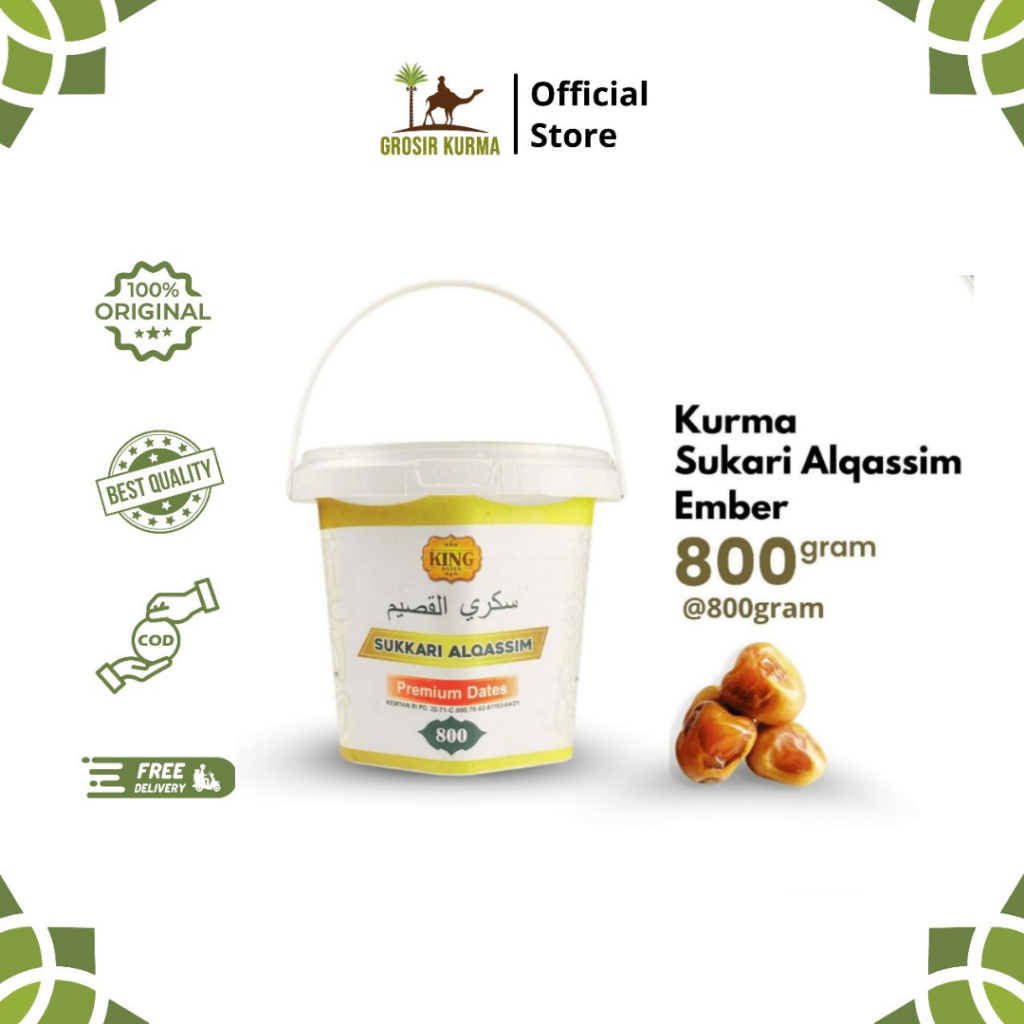 

King Dates Al Qassim- Kurma Raja Sukkari Alqassim 800 Gr / Kurma Sukari Ember